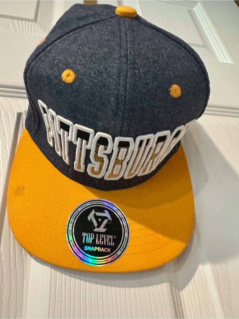 Pittsburgh Snapback Hat in Black and Yellow Top Level